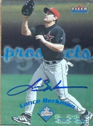 Lance Berkman Signed 2000 Fleer Mystique Baseball Card - Houston Astros #128 PROS, SN2000