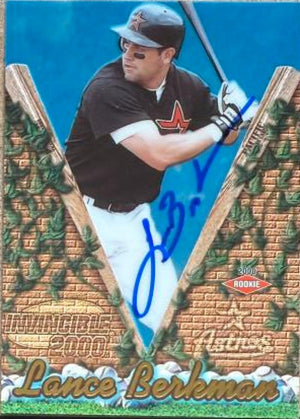 Lance Berkman Signed 2000 Pacific Invincible Baseball Card - Houston Astros #63