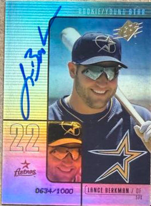 Lance Berkman Signed 2000 SPx Baseball Card - Houston Astros #107 YS, SN1000