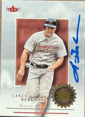 Lance Berkman Signed 2001 Fleer Authority Baseball Card - Houston Astros #64