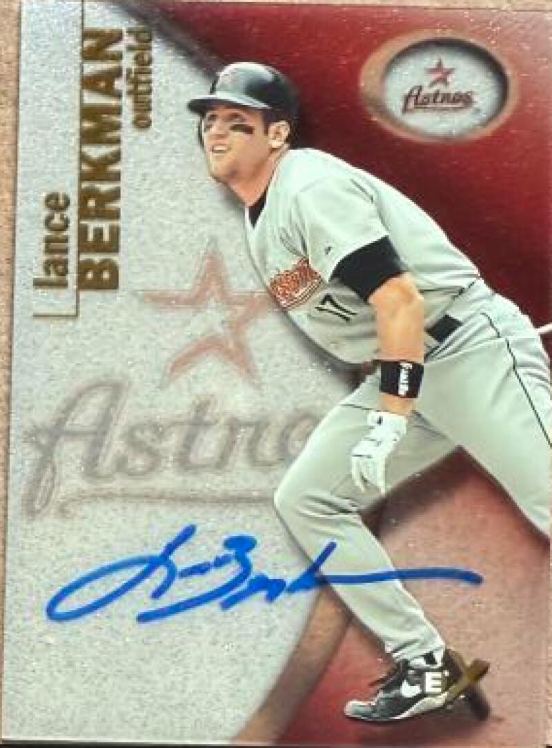 Lance Berkman Signed 2001 Fleer E-X Baseball Card - Houston Astros #28