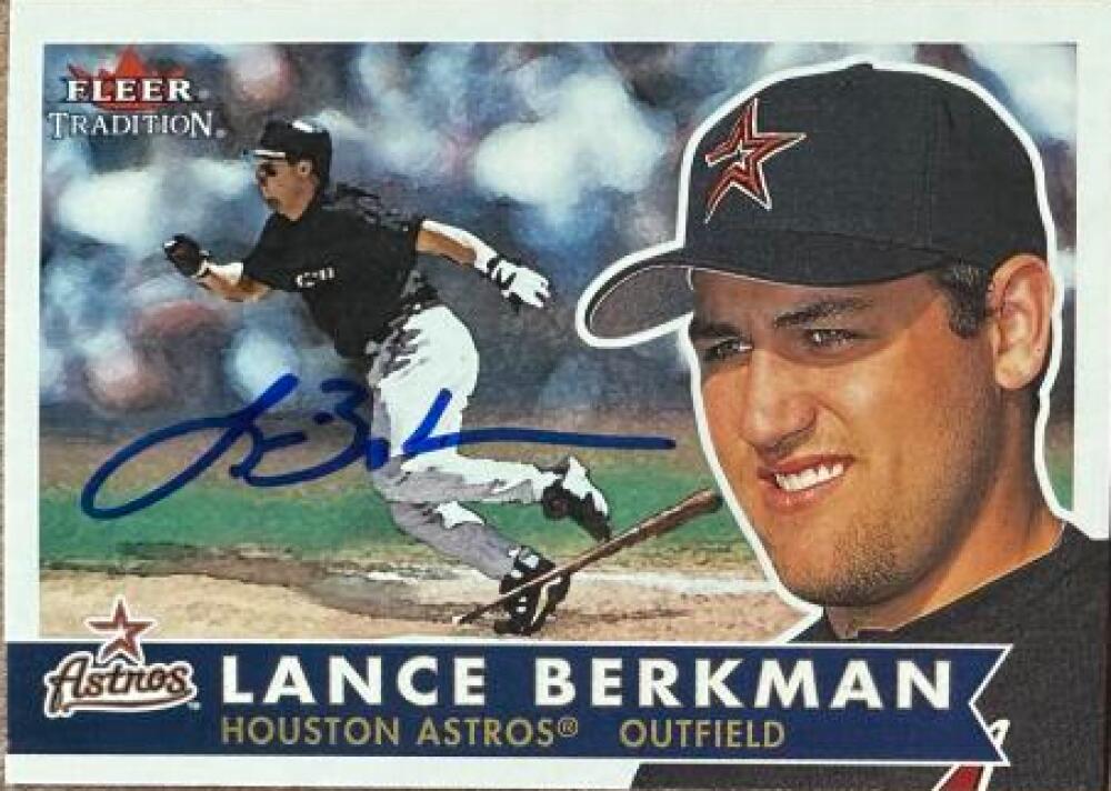 Lance Berkman Signed 2001 Fleer Tradition Baseball Card - Houston Astros #189