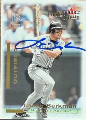 Lance Berkman Signed 2001 Fleer Triple Crown Baseball Card - Houston Astros #91