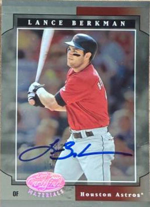 Lance Berkman Signed 2001 Leaf Certified Materials Baseball Card - Houston Astros #57