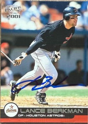 Lance Berkman Signed 2001 Pacific Baseball Card - Houston Astros #181