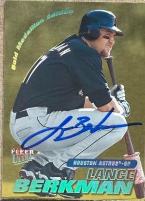 Lance Berkman Signed 2001 Fleer Ultra - Gold Medallion Baseball Card - Houston Astros #91G