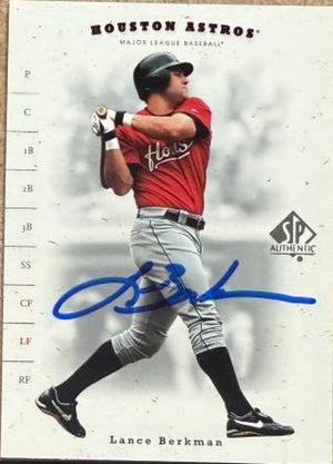 Lance Berkman Signed 2001 Upper Deck Rookie Update - 2001 SP Authentic Update Baseball Card - Houston Astros #195