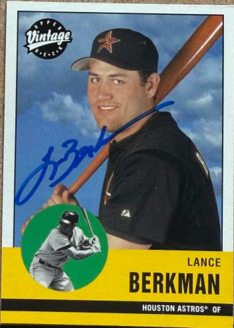 Lance Berkman Signed 2001 Upper Deck Vintage Baseball Card - Houston Astros #164