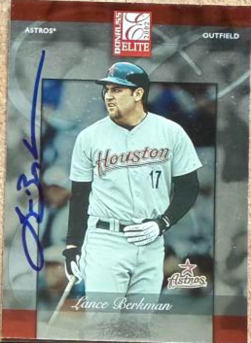 Lance Berkman Signed 2002 Donruss Elite Baseball Card - Houston Astros #17