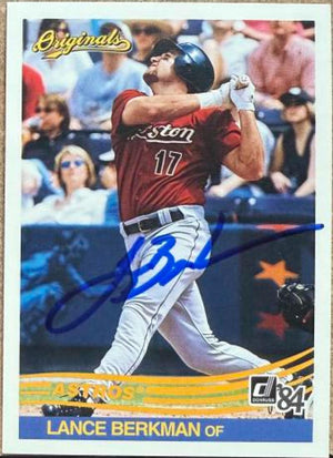 Lance Berkman Signed 2002 Donruss Originals Baseball Card - Houston Astros #183 Style Year 1984