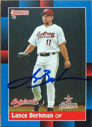 Lance Berkman Signed 2002 Donruss Originals Baseball Card - Houston Astros #390 Style Year 1988