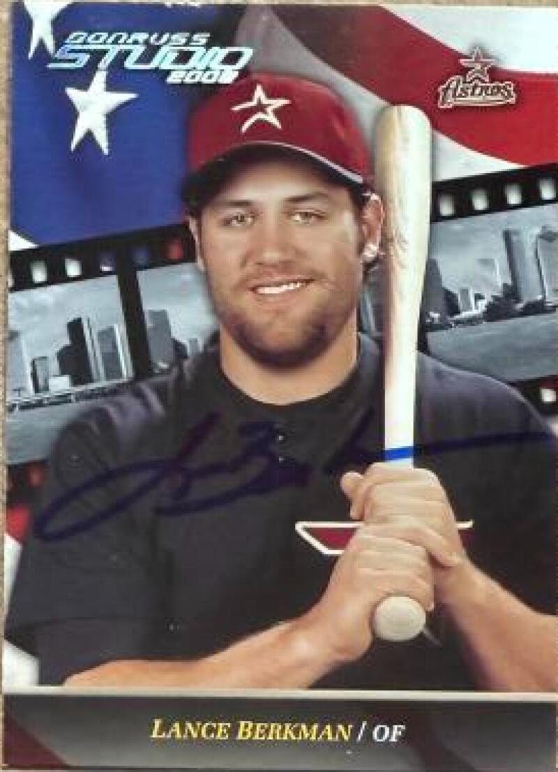 Lance Berkman Signed 2002 Donruss Studio Baseball Card - Houston Astros #193