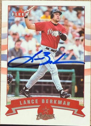 Lance Berkman Signed 2002 Fleer Baseball Card - Houston Astros #404