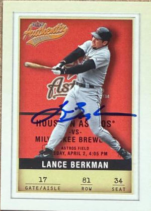 Lance Berkman Signed 2002 Fleer Authentix Baseball Card - Houston Astros #81