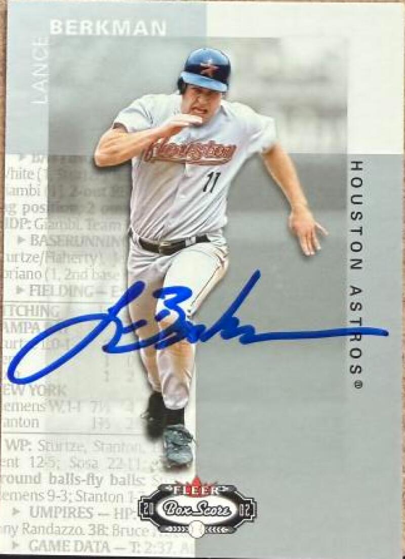 Lance Berkman Signed 2002 Fleer Box Score Baseball Card - Houston Astros #51