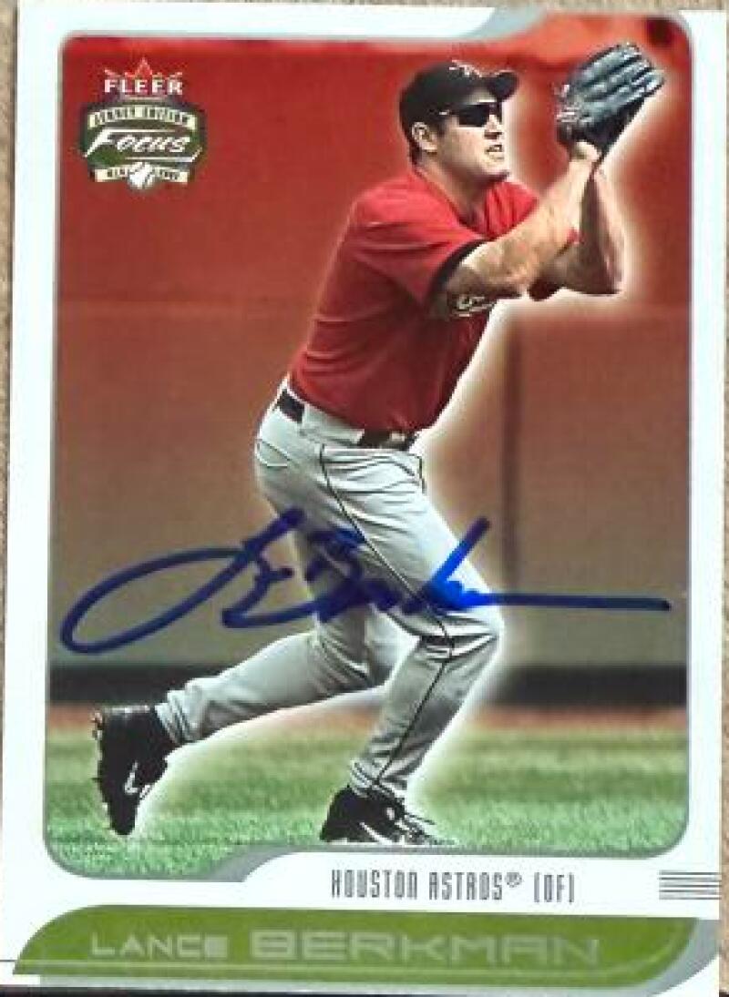 Lance Berkman Signed 2002 Fleer Focus Jersey Edition Baseball Card - Houston Astros #35