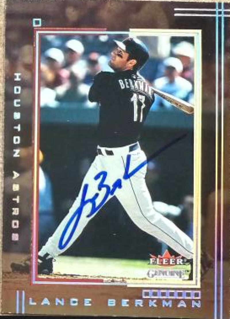 Lance Berkman Signed 2002 Fleer Genuine Baseball Card - Houston Astros #33