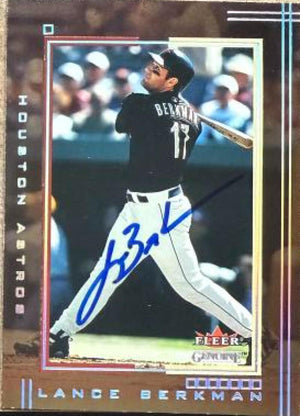 Lance Berkman Signed 2002 Fleer Genuine Baseball Card - Houston Astros #33