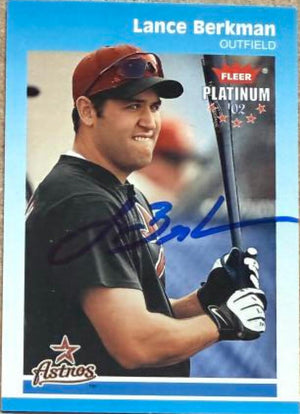 Lance Berkman Signed 2002 Fleer Platinum Baseball Card - Houston Astros #185