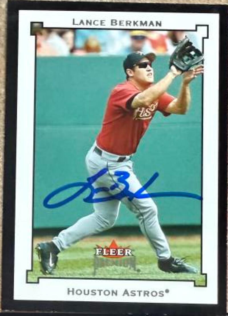 Lance Berkman Signed 2002 Fleer Premium Baseball Card - Houston Astros #68