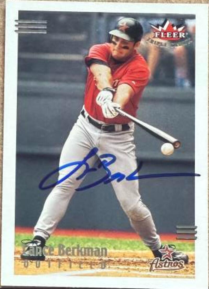 Lance Berkman Signed 2002 Fleer Triple Crown Baseball Card - Houston Astros #60