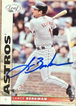 Lance Berkman Signed 2002 Leaf Baseball Card - Houston Astros #27