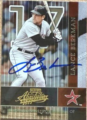Lance Berkman Signed 2002 Playoff Absolute Memorabilia Baseball Card - Houston Astros #67