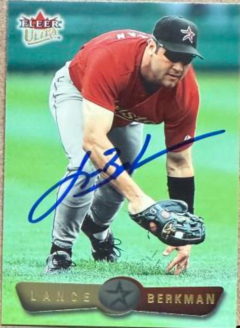 Lance Berkman Signed 2002 Fleer Ultra Baseball Card - Houston Astros #49