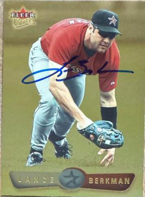 Lance Berkman Signed 2002 Fleer Ultra Gold Medallion Baseball Card - Houston Astros #49
