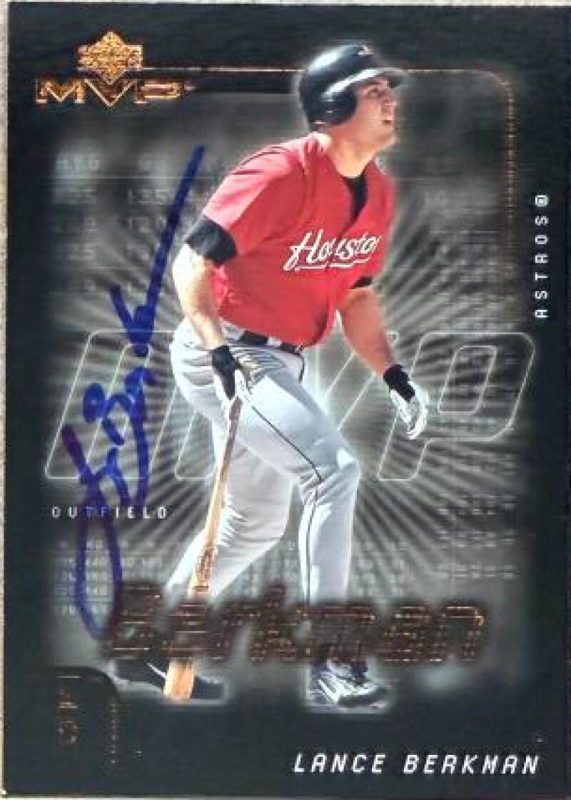 Lance Berkman Signed 2002 Upper Deck MVP Baseball Card - Houston Astros #144