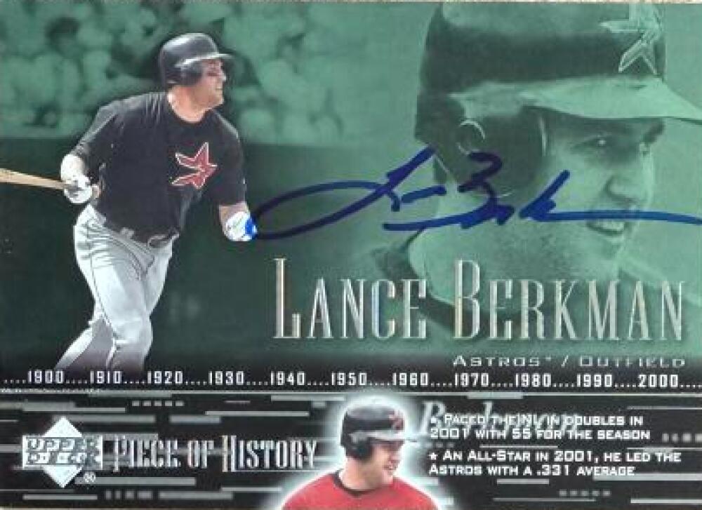 Lance Berkman Signed 2002 Upper Deck Piece of History Baseball Card - Houston Astros #44