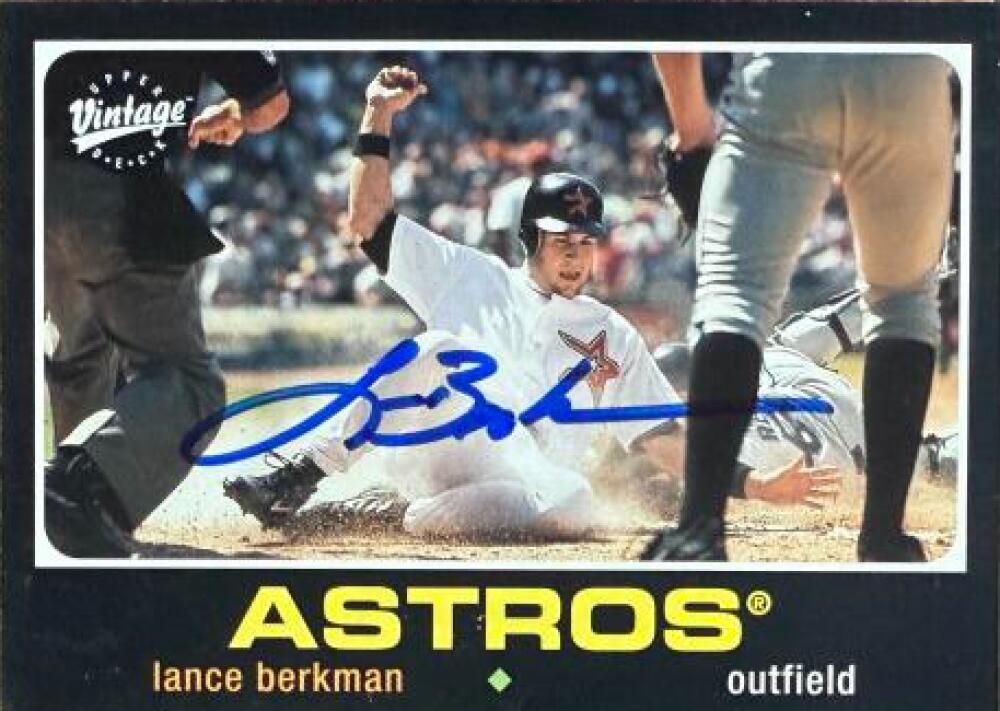Lance Berkman Signed 2002 Upper Deck Vintage Baseball Card - Houston Astros #129