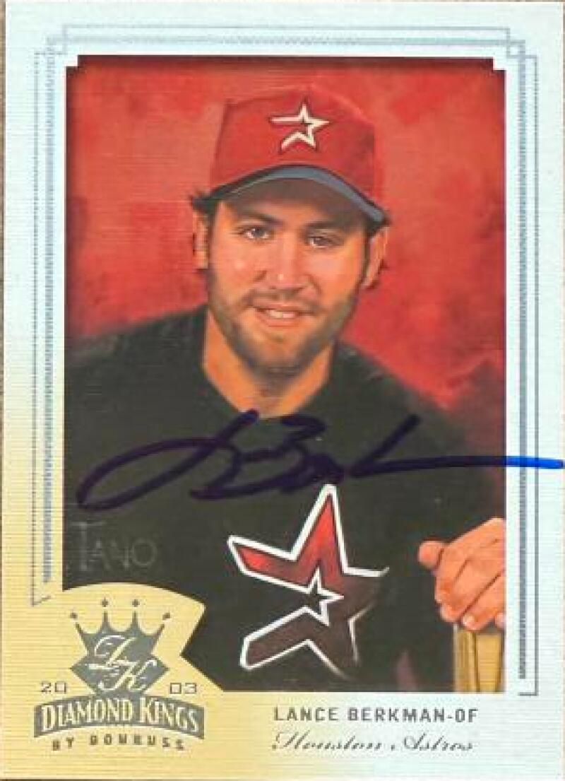 Lance Berkman Signed 2003 Donruss Diamond Kings Baseball Card - Houston Astros #104