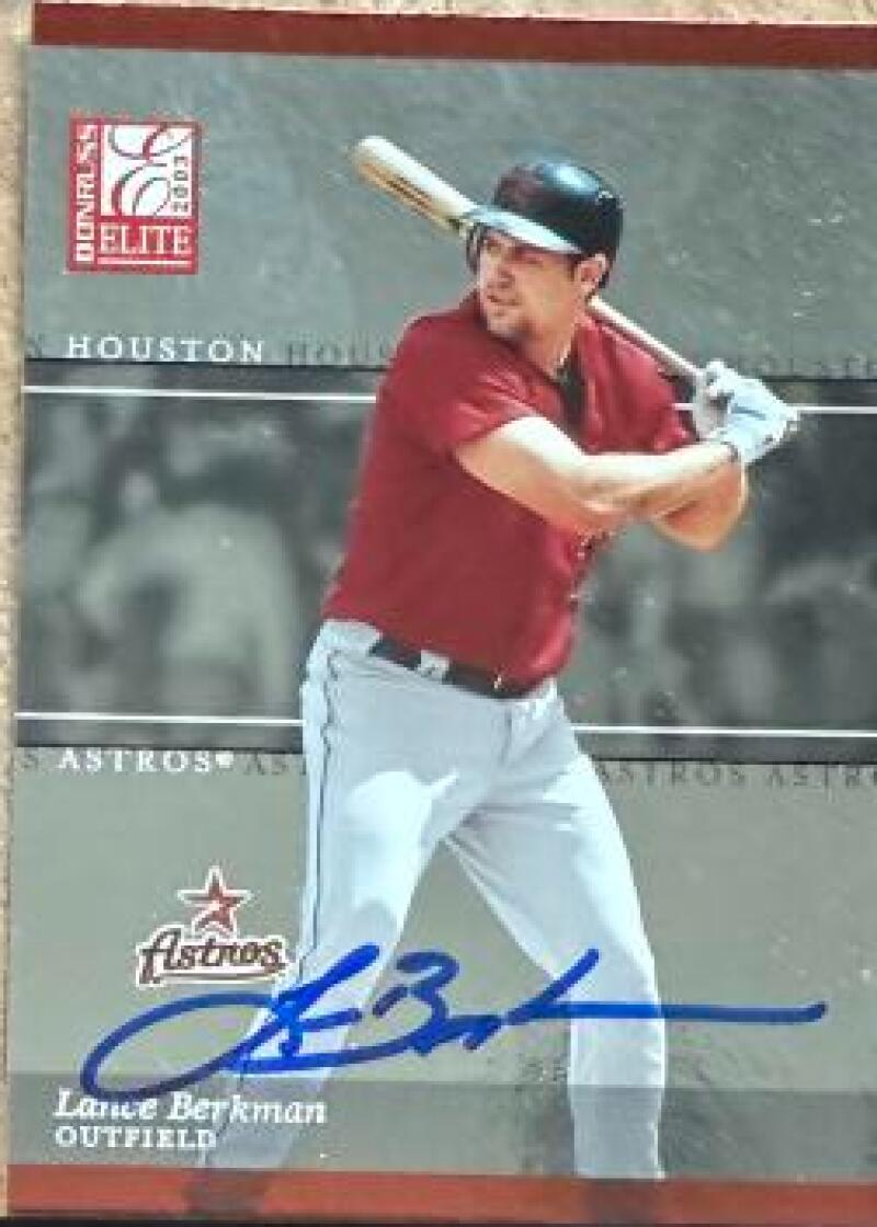 Lance Berkman Signed 2003 Donruss Elite Baseball Card - Houston Astros #114