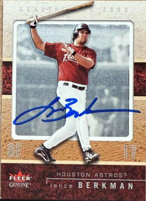 Lance Berkman Signed 2003 Fleer Genuine Baseball Card - Houston Astros #37