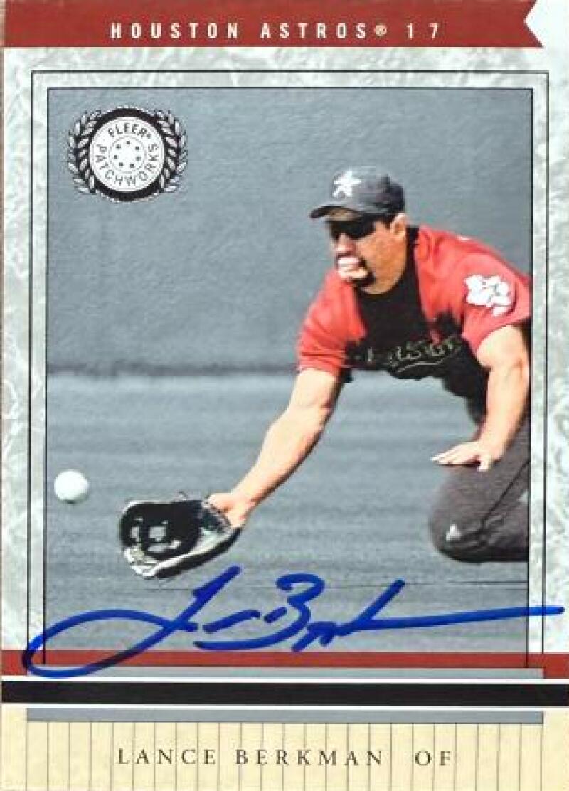 Lance Berkman Signed 2003 Fleer Patchworks Baseball Card - Houston Astros #36 Lance Berkman