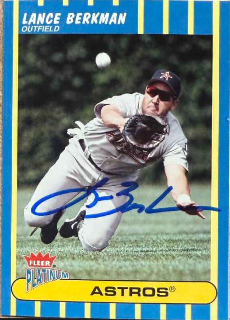 Lance Berkman Signed 2003 Fleer Platinum Baseball Card - Houston Astros #114