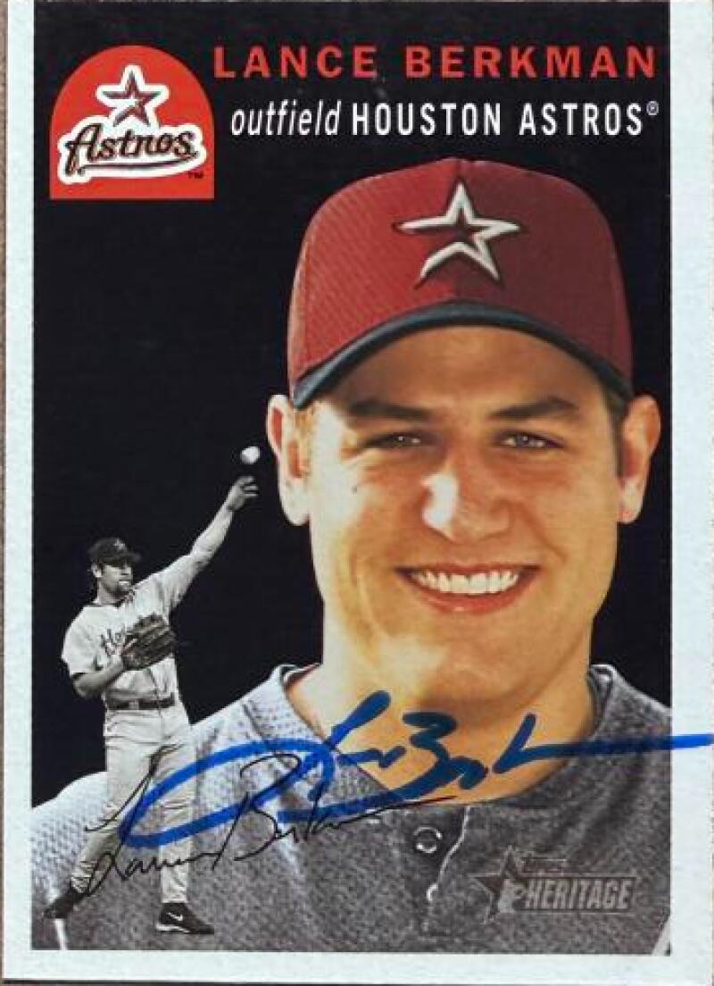Lance Berkman Signed 2003 Topps Heritage Baseball Card - Houston Astros #18 SP, VAR: Black