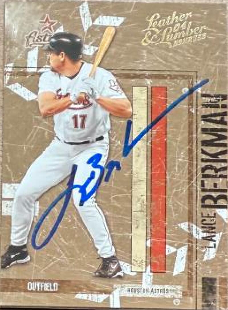 Lance Berkman Signed 2004 Donruss Leather & Lumber Baseball Card - Houston Astros #62