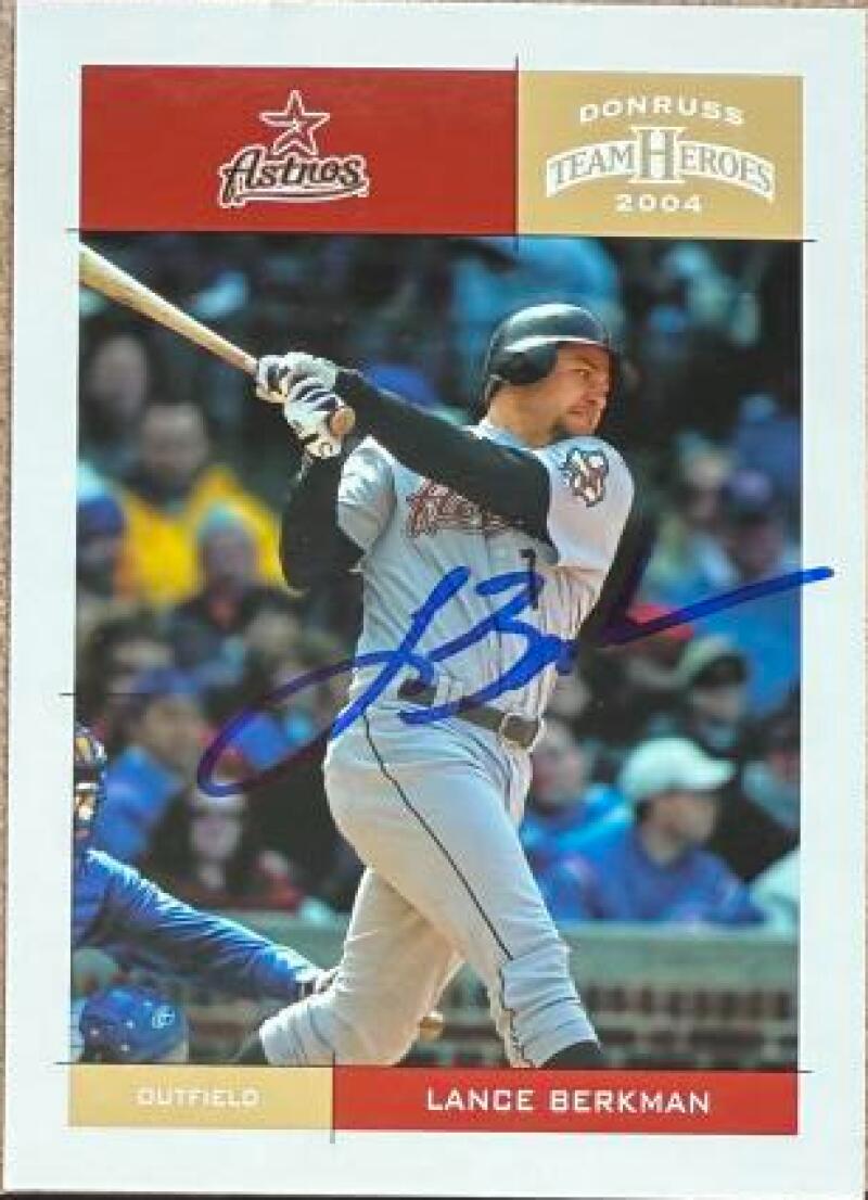 Lance Berkman Signed 2004 Donruss Team Heroes Baseball Card - Houston Astros #185