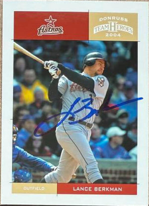 Lance Berkman Signed 2004 Donruss Team Heroes Baseball Card - Houston Astros #185