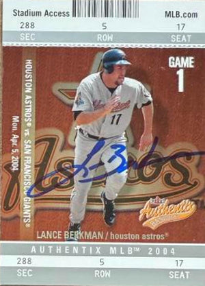 Lance Berkman Signed 2004 Fleer Authentix Baseball Card - Houston Astros #14