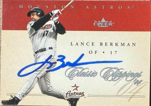 Lance Berkman Signed 2004 Fleer Classic Clippings Baseball Card - Houston Astros #36
