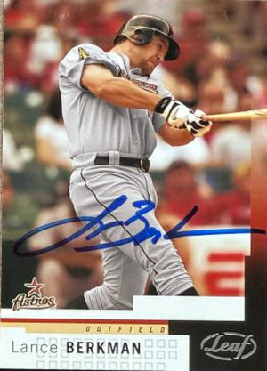 Lance Berkman Signed 2004 Leaf Baseball Card - Houston Astros #140
