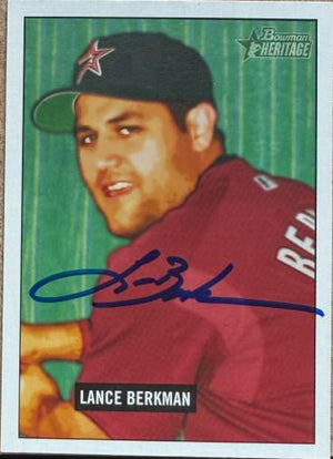 Lance Berkman Signed 2005 Bowman Heritage Baseball Card - Houston Astros #182