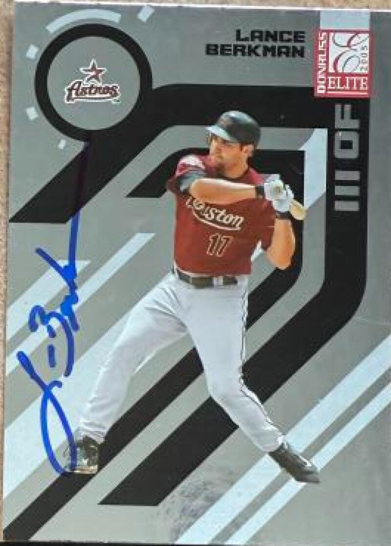 Lance Berkman Signed 2005 Donruss Elite Baseball Card - Houston Astros #74