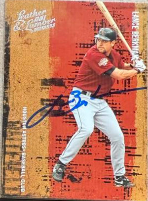 Lance Berkman Signed 2005 Donruss Leather & Lumber Baseball Card - Houston Astros #85