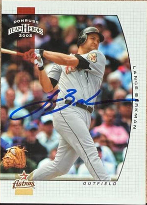 Lance Berkman Signed 2005 Donruss Team Heroes Baseball Card - Houston Astros #140