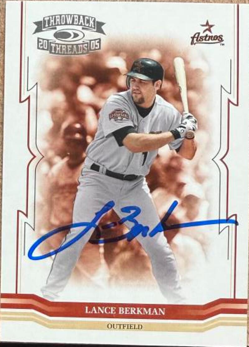Lance Berkman Signed 2005 Donruss Throwback Threads Baseball Card - Houston Astros #17