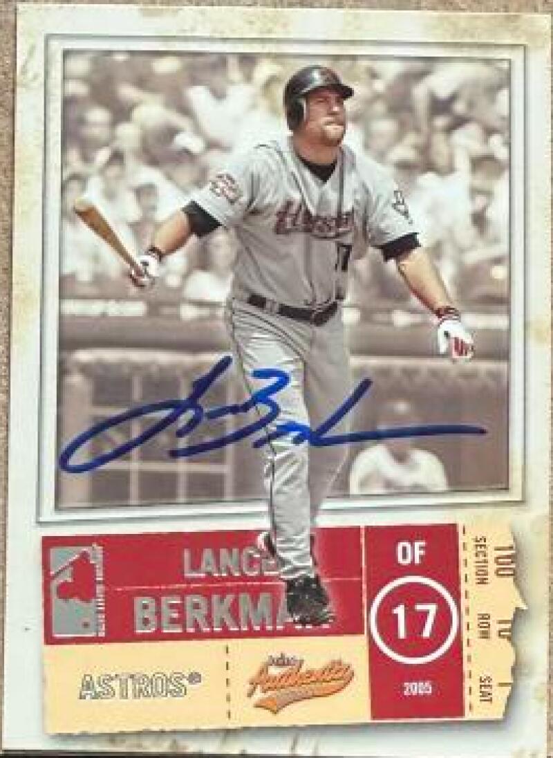 Lance Berkman Signed 2005 Fleer Authentix Baseball Card - Houston Astros #13